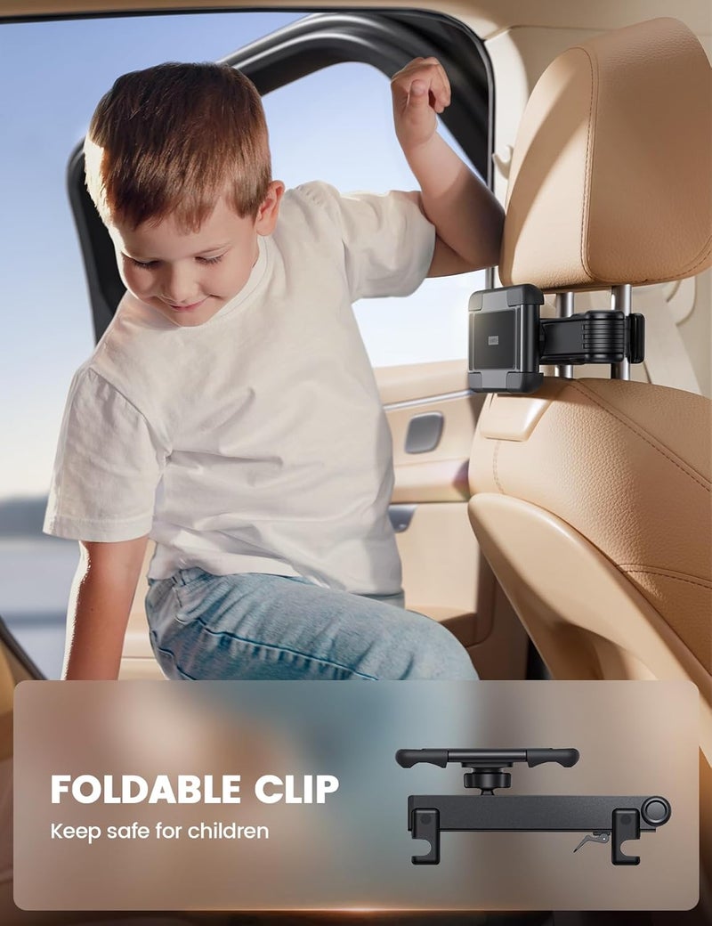 Lamicall Tablet Holder for Car Headrest - Double Foldable Design with Lockable Aluminium Arm for 6.1-13 Inch Devices - Image 3