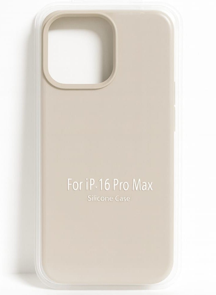 iPhone 16 Pro Max Silicone Case – Slim Shockproof Protective Back Cover, Soft & Lightweight, Beige