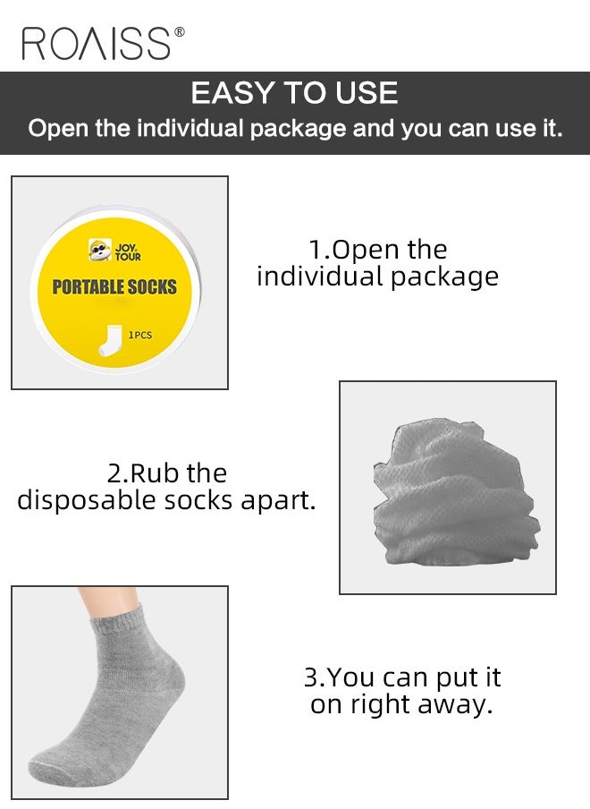 roaiss 5 Pairs Disposable Mid Calf Socks for Women Portable Throwaway Compressed Cotton Socks Sweat Absorbent and Breathable Crew Sock for Sports Business or Travel  - Image 2