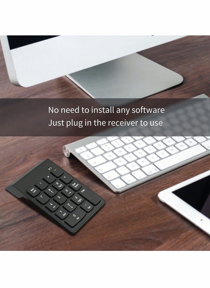 Excefore - Wireless Silent Number Pad Portable Numeric Keypad Keyboard with Mini USB Receiver for Laptop Notebook, Desktop PC Computer, Compatible with Windows, 10 Million Keystrokes Life，10M Use Distance - Image 1