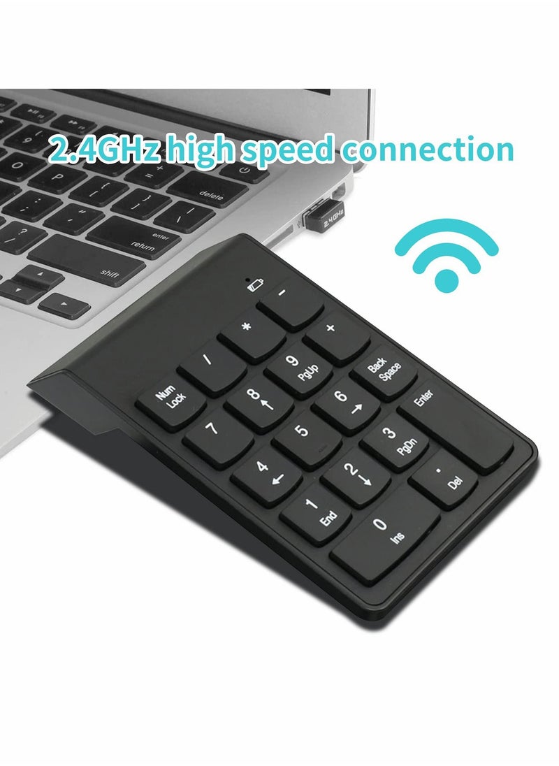 Excefore - Wireless Silent Number Pad Portable Numeric Keypad Keyboard with Mini USB Receiver for Laptop Notebook, Desktop PC Computer, Compatible with Windows, 10 Million Keystrokes Life，10M Use Distance - Image 1