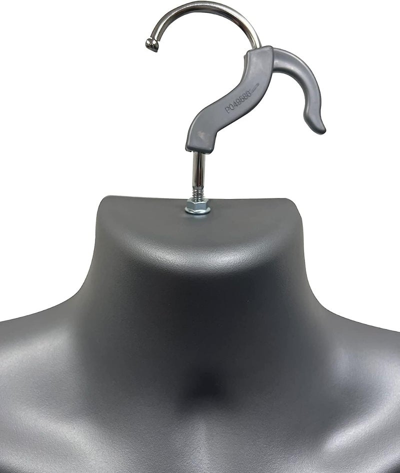 DisplayTown Gray Male + Gray Female Mannequin Injection Forms Half Rounded Waist Body Torso Dress Form with Only Hanging Hook, S-M Sizes - Image 4