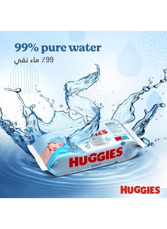 Huggies Huggies Baby Wipes Pure, 2+1 Free, 56S X 3 Pack (168 Wipes)  - Image 3