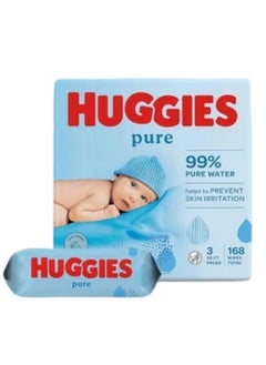 Huggies Huggies Baby Wipes Pure, 2+1 Free, 56S X 3 Pack (168 Wipes)  - Image 1