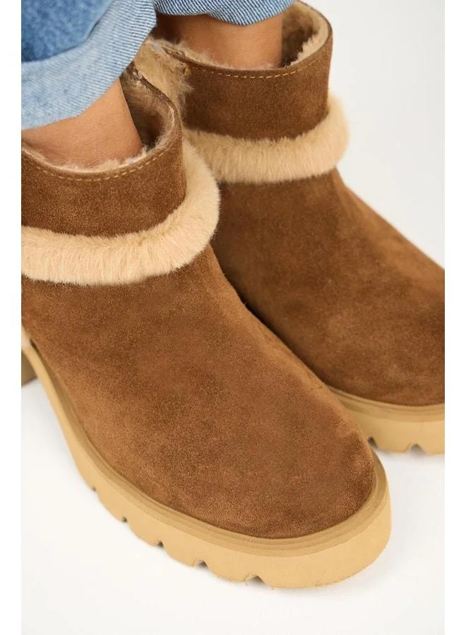 Manijero  Zoe Women's Genuine Leather Fur Detailed Taba Boot. for Women | Best Price UAE