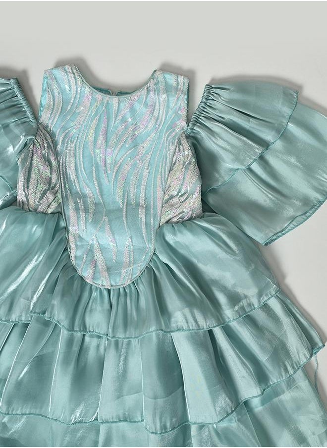 BELLA MODA Sequined Layered Party Dress by Styli  - Image 3