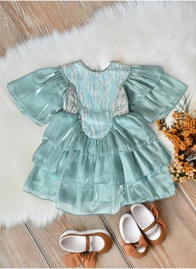 BELLA MODA Sequined Layered Party Dress by Styli  - Image 1