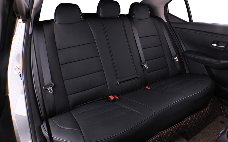 EKR Custom Fit Full Set Car Seat Covers for Select Nissan Sentra SV,SR,S 2020 2021 2022 - Leatherette (Black) - Image 5