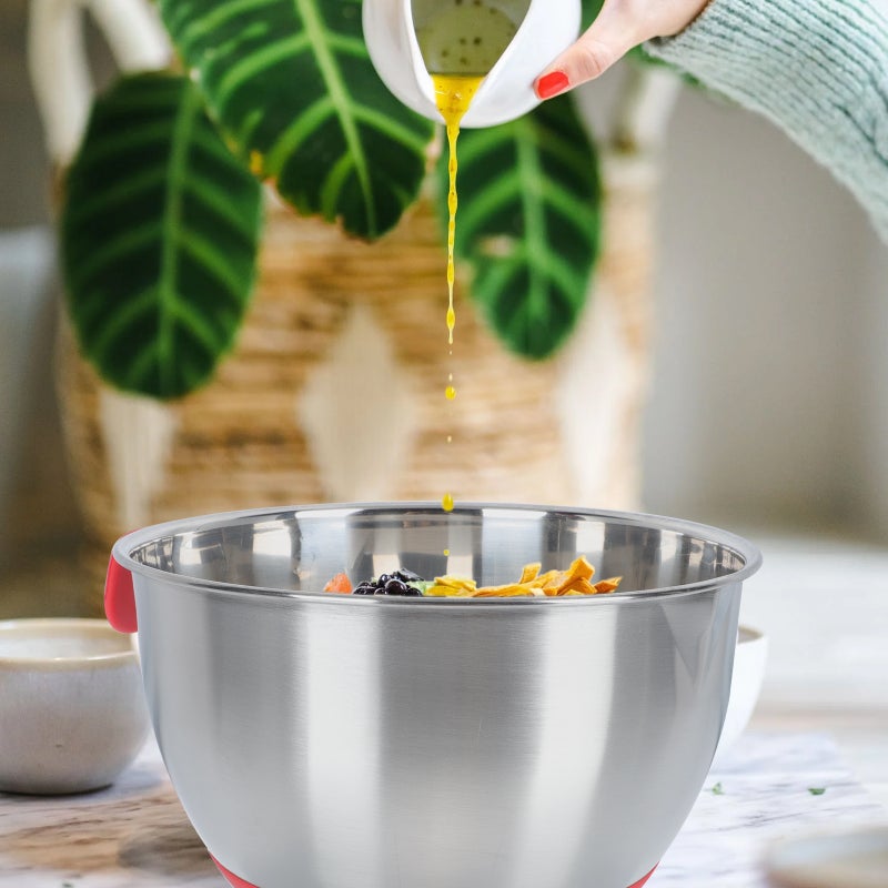 2 pcs Silicone Stainless Steel Bowl Mixing Bowl Inclined Mouth Salad Bowl - Image 5