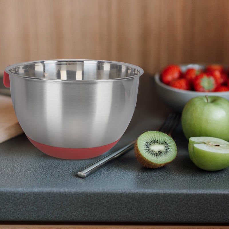 2 pcs Silicone Stainless Steel Bowl Mixing Bowl Inclined Mouth Salad Bowl - Image 2