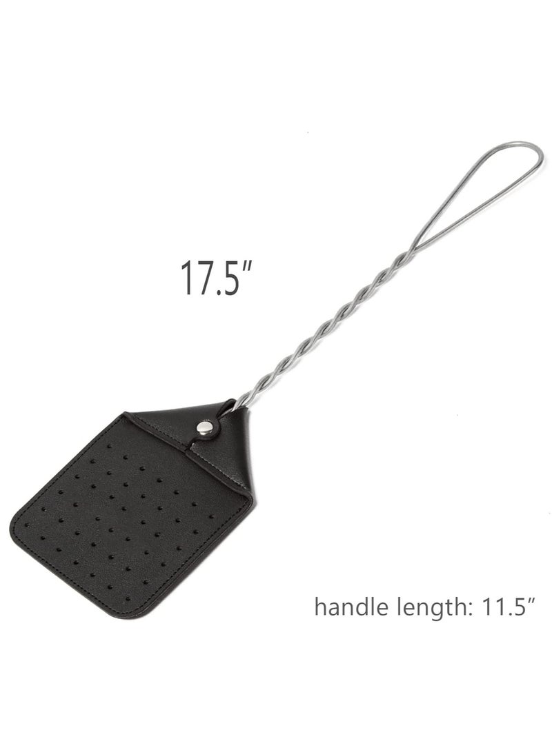 KASTWAVE Sturdy Leather Fly Swatter - 17.5” Heavy Duty Flyswatter with Durable Metal Handle, Rustic Bug Swatter for Flies, Bees, and More - Black(2 Pack) - Image 5