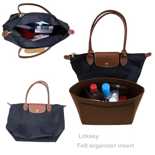 Lckaey bag Organizer Insert for Longchamp Le Pliage Neo(Large) Handbags Insert Organizer 1012 coffee-L - Image 5