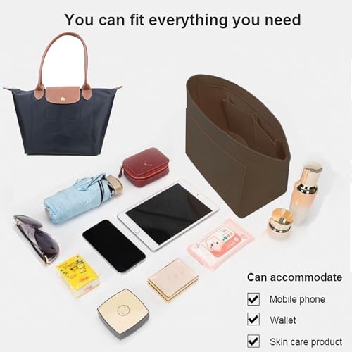 Lckaey bag Organizer Insert for Longchamp Le Pliage Neo(Large) Handbags Insert Organizer 1012 coffee-L - Image 4
