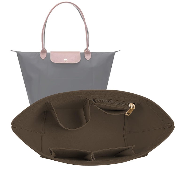 Lckaey bag Organizer Insert for Longchamp Le Pliage Neo(Large) Handbags Insert Organizer 1012 coffee-L - Image 1