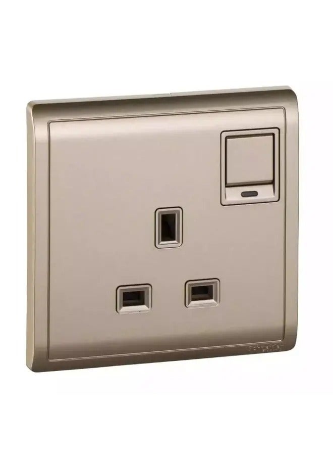 Schneider Electric 13A 250V 1 Gang Switched Socket with Neon, Wine Gold E8215N_WG 