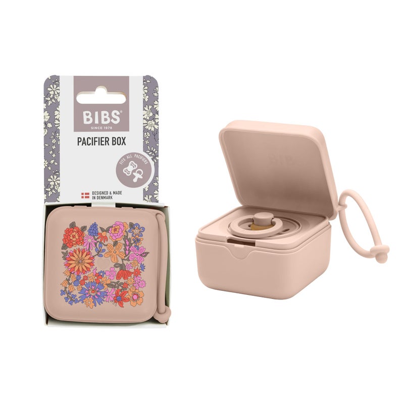 BIBS Liberty Pacifier Box with Strap. Soother Holder and Steriliser case. 100% BPA Free Food-Grade Material - June Blossom Blush - Image 1