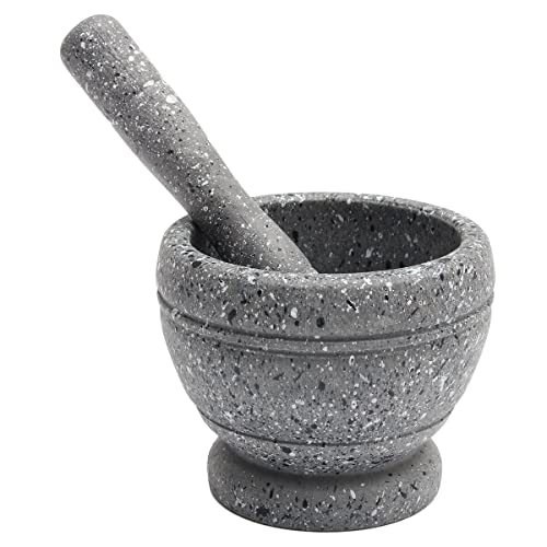Raitron Resin Pestle & Mortar Set Garlic Herb Spice Mixing Grinder Crusher Kitchen Bowl Smashing Tools-Wood Grain - Image 4