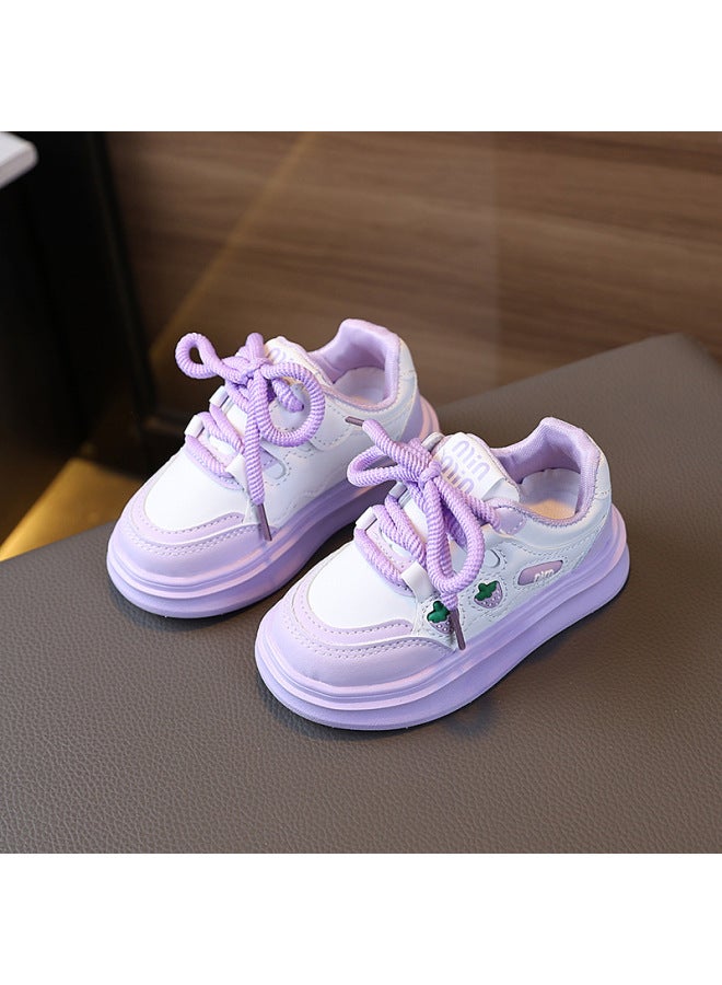 Girls' Non-slip White Shoes  Spring New Style Kidsren's Casual Versatile Sneakers Baby Soft-soled Fruit Walking Shoes