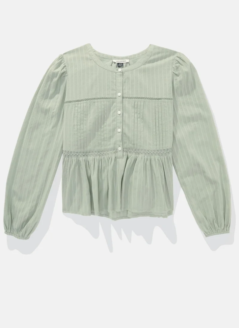American Eagle Babydoll Balloon Sleeve Blouse