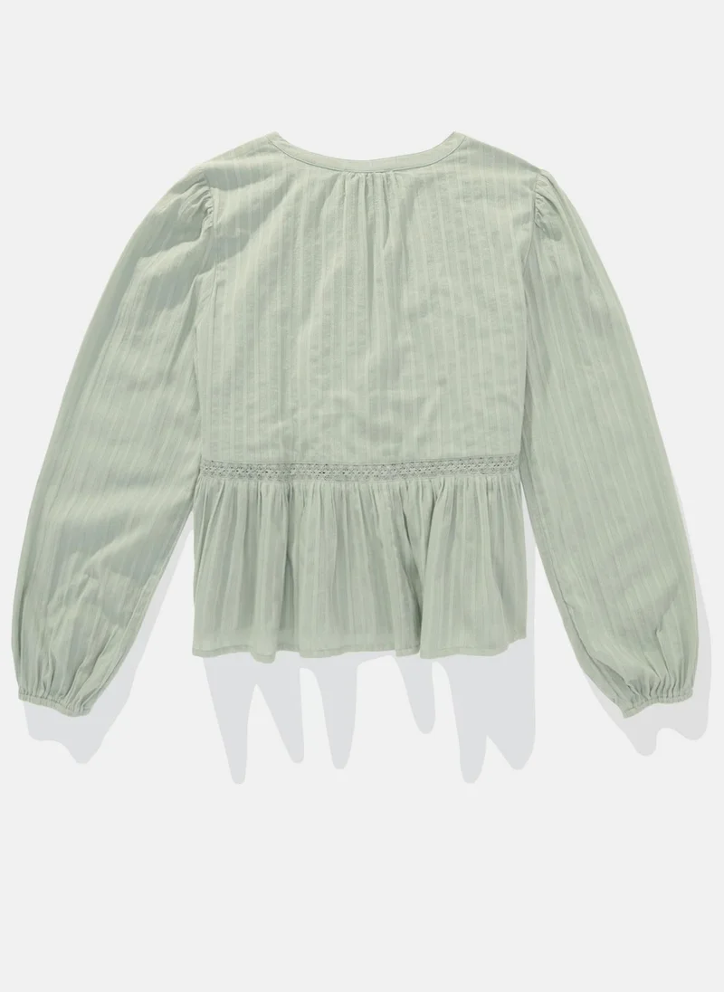 American Eagle Babydoll Balloon Sleeve Blouse