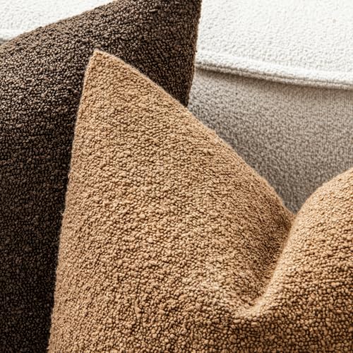 MIULEE 18x18 Inch Decorative Pillow Covers for Couch Bed Set of 2 Textured Boucle Neutral Winter Throw Pillows Brown Accent Solid Cushion Vintage Pillowcases Sofa Livingroom Home Decor - Image 2