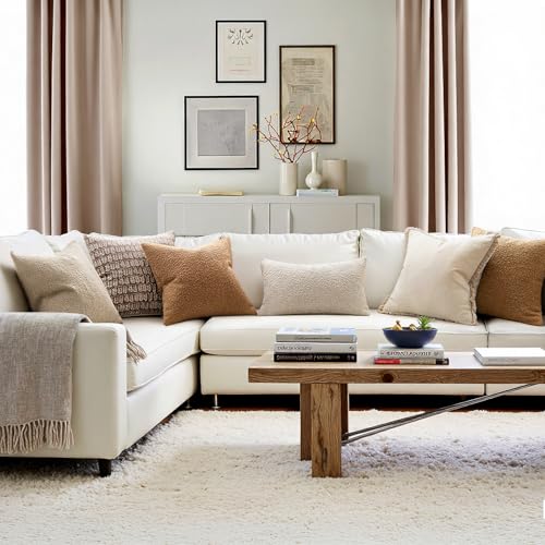 MIULEE 18x18 Inch Decorative Pillow Covers for Couch Bed Set of 2 Textured Boucle Neutral Winter Throw Pillows Brown Accent Solid Cushion Vintage Pillowcases Sofa Livingroom Home Decor - Image 4