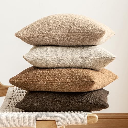 MIULEE 18x18 Inch Decorative Pillow Covers for Couch Bed Set of 2 Textured Boucle Neutral Winter Throw Pillows Brown Accent Solid Cushion Vintage Pillowcases Sofa Livingroom Home Decor - Image 5
