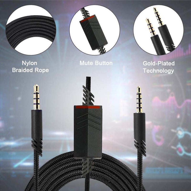 QJYTH Replacement A40 Cord Compatible with Astro A40 Headset, A40 Inline Mute Audio Cable for Astro A10/A40/A40TR Gaming Headset,Compatible with PS5/PS4 Controller(6.5 Feet, Black) - Image 4