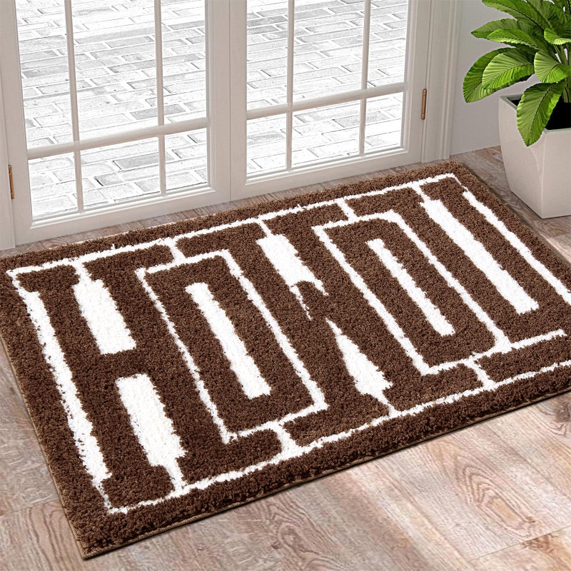RoomTalks Washable Howdy Rug Indoor Doormat, Cowboy Country Brown Southwestern Bathroom Rugs Non Slip Bath Mat, Wild West Rodeo Texas Throw Rugs 2x3 Small Area Rug for for Bedroom Bathroom Kitchen - Image 1