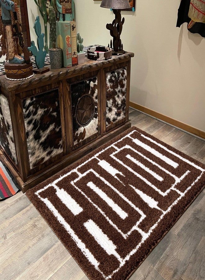 RoomTalks Washable Howdy Rug Indoor Doormat, Cowboy Country Brown Southwestern Bathroom Rugs Non Slip Bath Mat, Wild West Rodeo Texas Throw Rugs 2x3 Small Area Rug for for Bedroom Bathroom Kitchen - Image 3