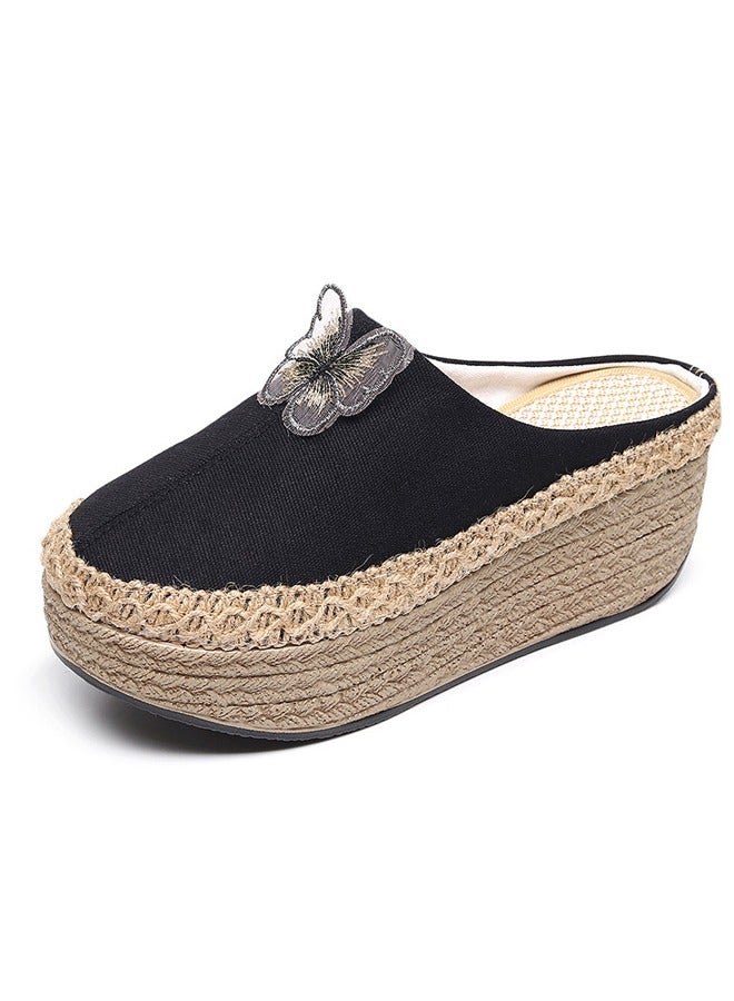 ZCM-HAPPY Women's Retro Ethnic Embroidered Half Slippers, 3.5 cm Height, Outdoor-Friendly Footwear - Image 3