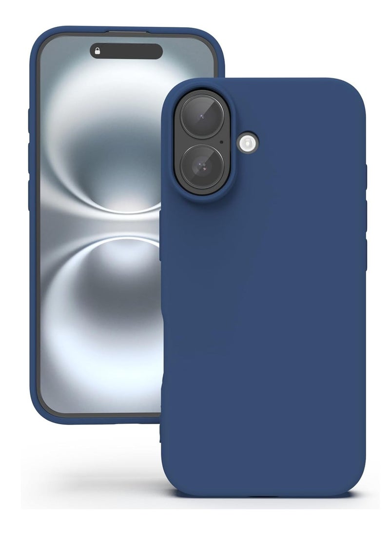 Generic Silicone Case for iPhone 16 , Soft-Touch, Shockproof, DustProof, Antiskid Full Body Armour Phone Cover for Apple iPhone 16 Plus - Dark Blue  - Image 1