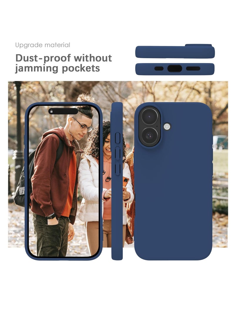 Generic Silicone Case for iPhone 16 , Soft-Touch, Shockproof, DustProof, Antiskid Full Body Armour Phone Cover for Apple iPhone 16 Plus - Dark Blue  - Image 3