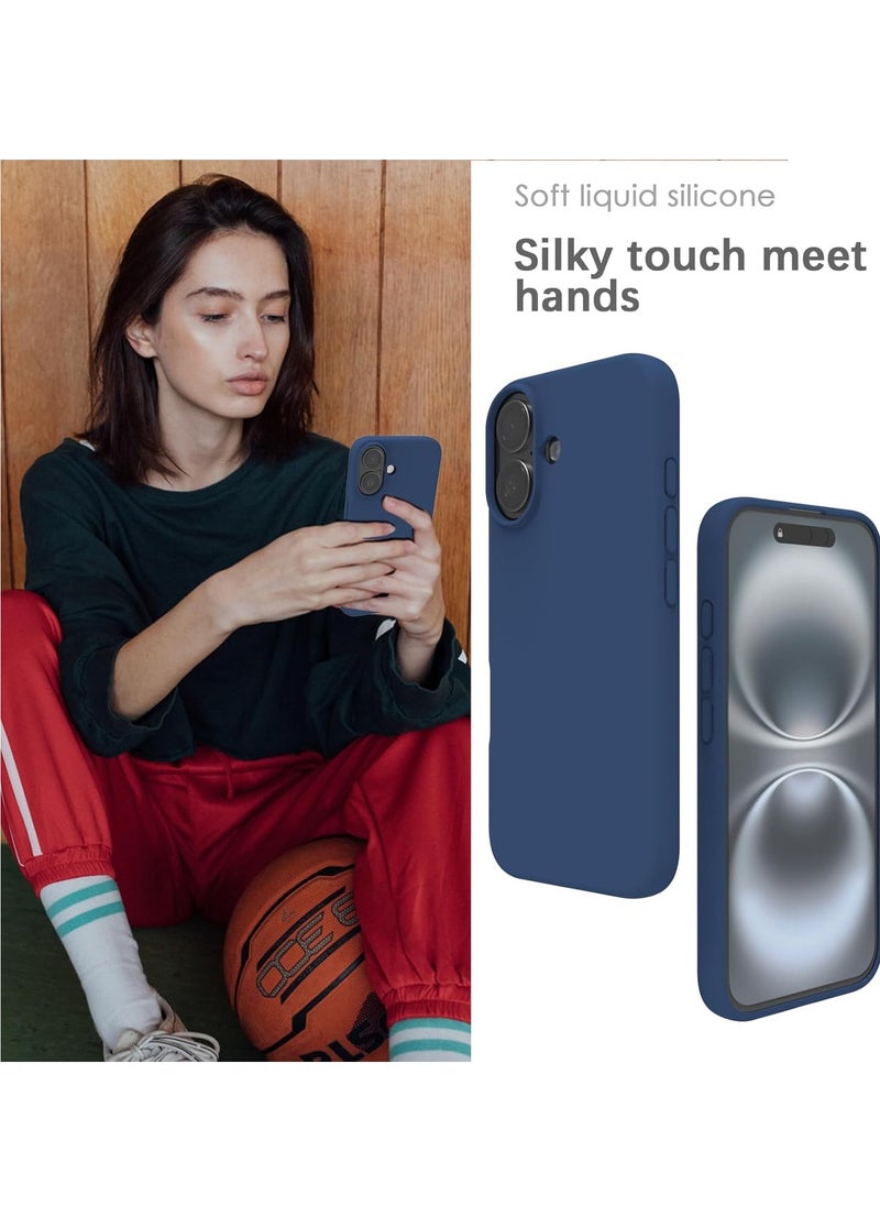 Generic Silicone Case for iPhone 16 , Soft-Touch, Shockproof, DustProof, Antiskid Full Body Armour Phone Cover for Apple iPhone 16 Plus - Dark Blue  - Image 4