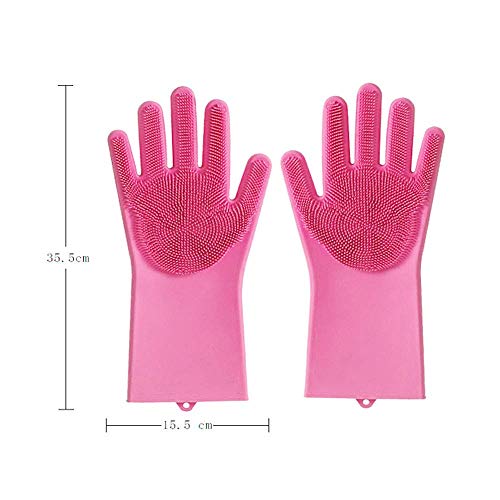 HomeFast Magic Dishwashing Gloves with Scrubber, Silicone Cleaning Gloves for Wash Dish,Kitchen, Bathroom (Pink) - Image 5