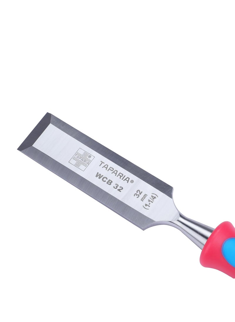 Taparia Taparia WCB32 Steel 32mm Bevelled Edge Chisel Blue and Silver  - Image 5