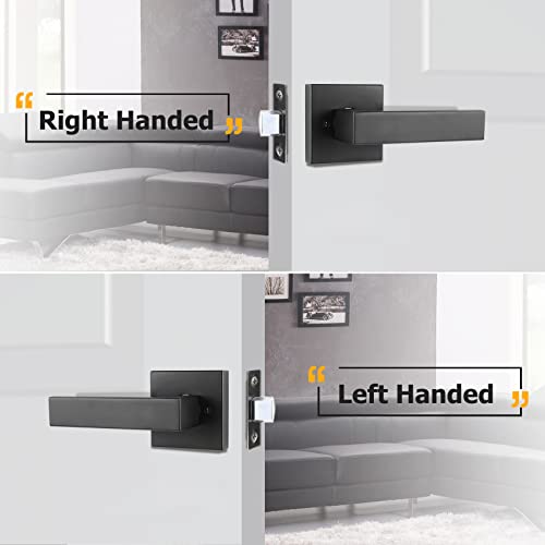 Azdele Matte Black Front Door Handle Set with Reversible Lever - Exterior Door Handle Set for Right or Left Handed Doors, Front Door Handle Matte Black - Image 5