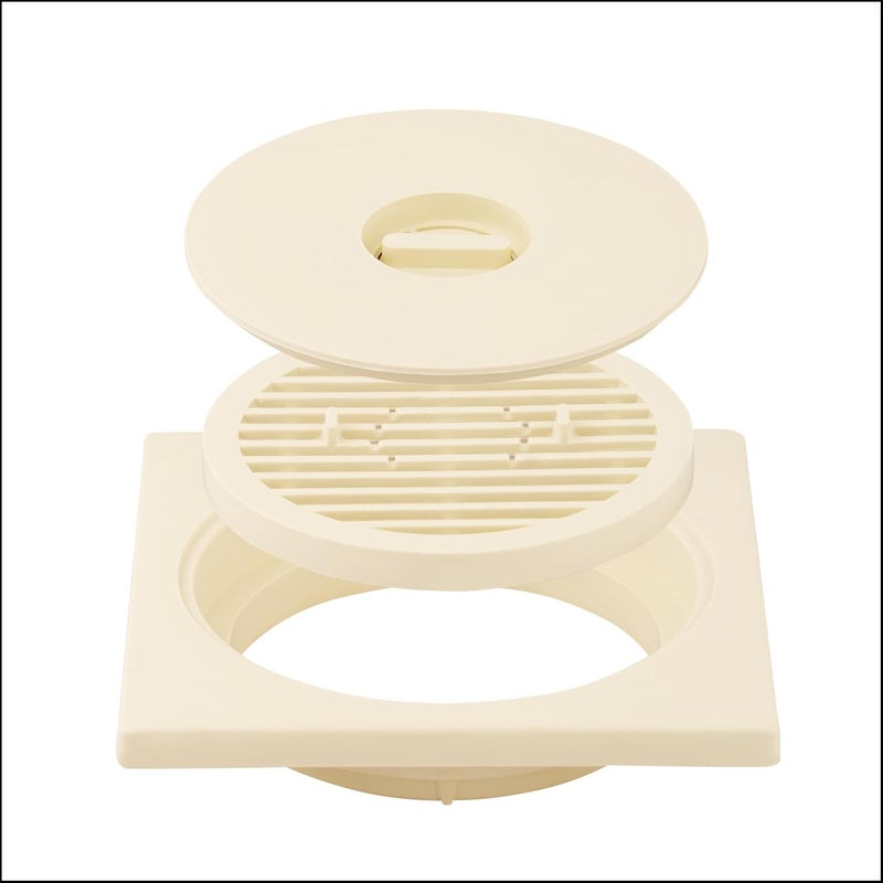 NEW WARE ® مصفاة أرضية مربعة 3 قطع من PVC لجالي/فخ المياه (لون عاجي) بحجم 6 * 6 بوصة - Image 1