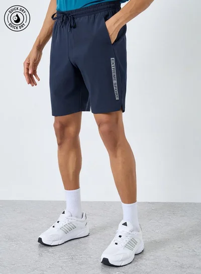 Styli Active Men Navy Workout Shorts with Side Print Detail