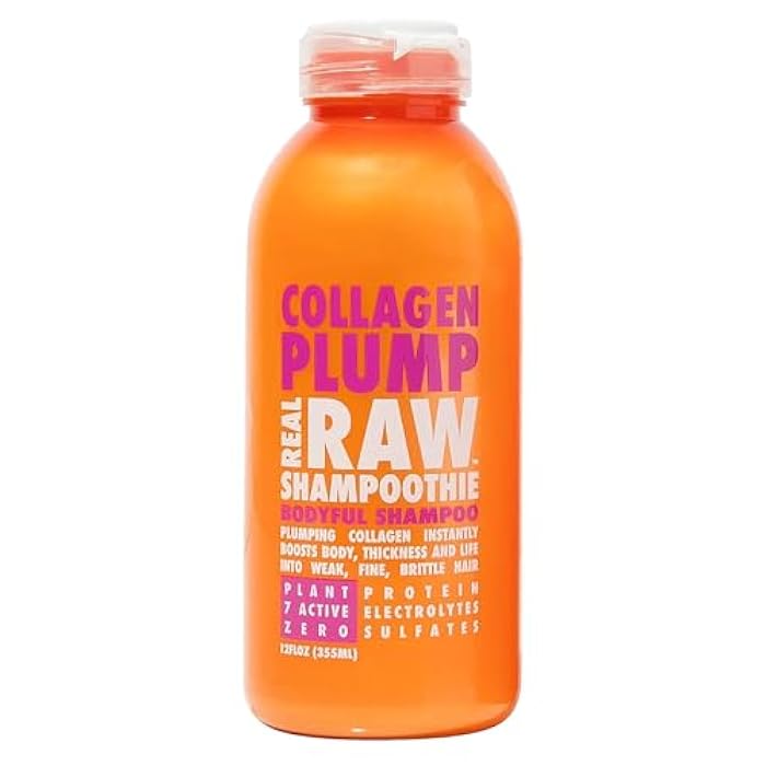 Real Raw Collagen Shampoo - Strengthen & Repair - No Water 100% Pure Aloe Juice & Coconut Water - Sulfate & Paraben Free, 12.0 Ounce, 1