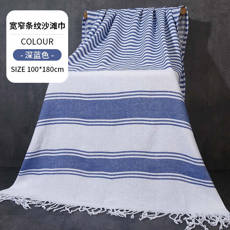 Cross-Border Wholesale European and American Thin Tassel Bath Towels, Thickened and Absorbent, Outdoor Sun Protection Bathing Turkish Beach  Towels - Image 1