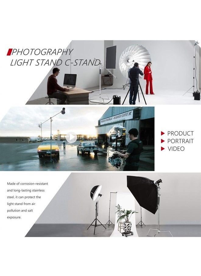 Neewer NEEWER 10 Feet/3 Meters C-Stand Light Stand with 4 Feet/1.2 Meters Extension Boom Arm, 2 Pieces Grip Head and Carry Bag for Photography Studio Video Reflector, Umbrella, Monolight, etc (Basic Version) 