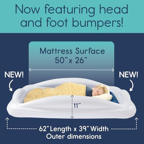 hiccapop Inflatable Toddler Travel Bed with Safety Bumpers [4-Sided] | Portable Toddler Bed for Kids | Toddler Air Mattress | Kids Air Mattress - Navy Blue - Image 5
