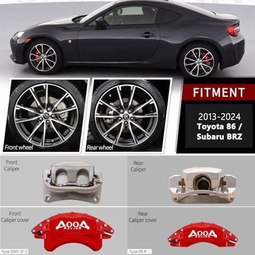 AOOA Aluminum Brake Disc Red with White Character Caliper Covers Fits 2017-2020 Toyota 86/ Subaru BRZ Limited/Premium 2013-2025 (set of 4) - Image 2