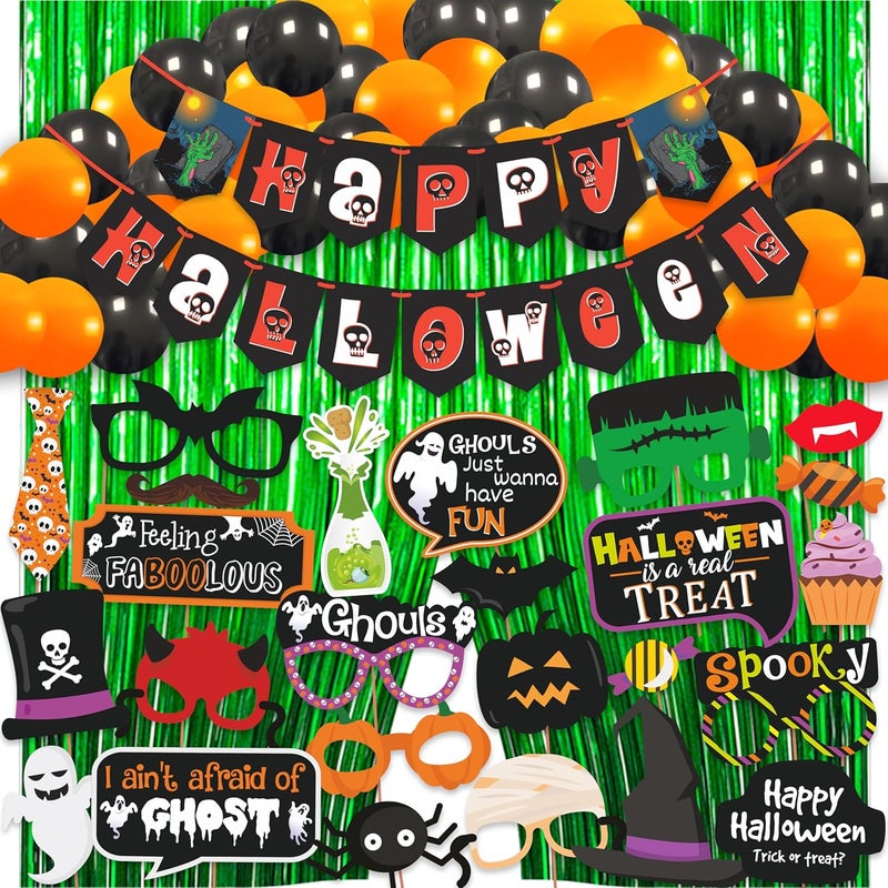 Wobbox Halloween Decorations Set which Includes Happy Halloween Banner Photo Booth Props Halloween Party Decorations and Complete Halloween Decoration Items49Pcs SetFP5667 - Image 1
