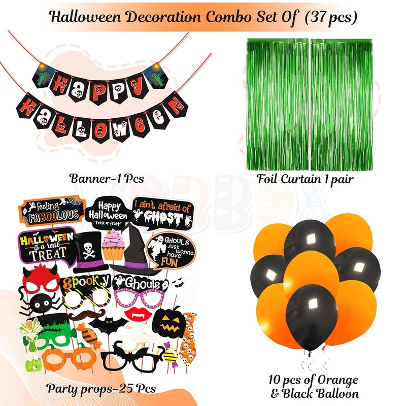 Wobbox Halloween Decorations Set which Includes Happy Halloween Banner Photo Booth Props Halloween Party Decorations and Complete Halloween Decoration Items49Pcs SetFP5667 - Image 2