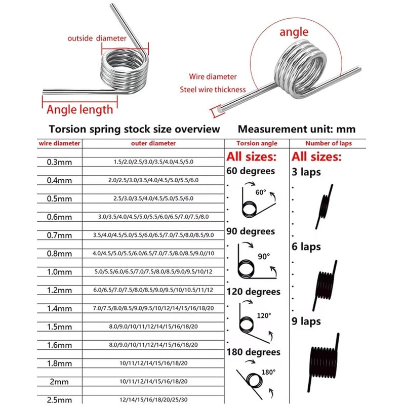 304 Stainless Steel Torsion Spring 0 4mm Wire Diameter 3 5mm 0 4mm 180 Degrees For Tools Maintenance - Image 2