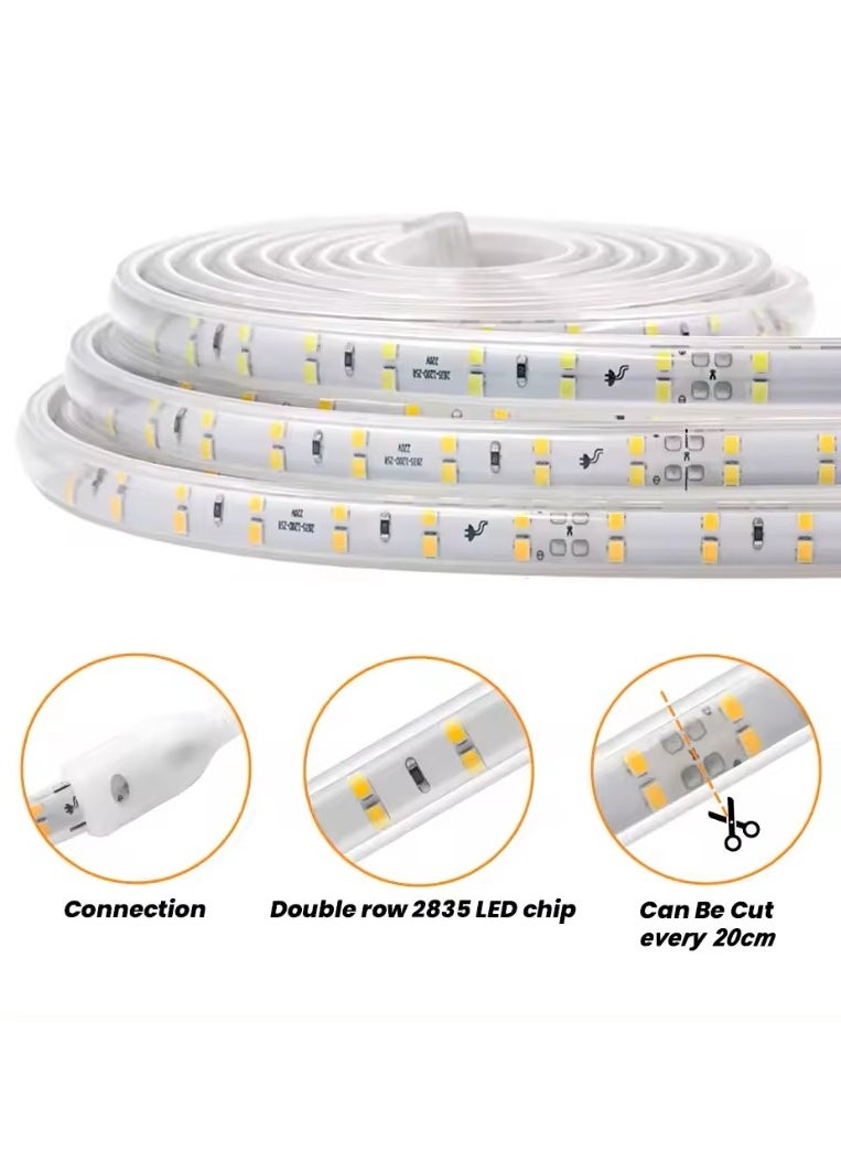 RHEIN - High Lumen LED Strip Lights Warm White 3000K Double Rows 2835 SMD 220V 120LED Flexible LED Light Strip Waterproof IP65 Outdoor Strip - Image 1