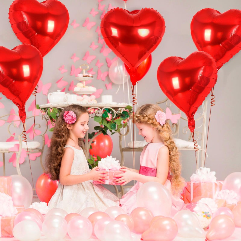 YOTHORN 50 Pcs Red Heart Balloons,10 Inch Heart Shape Foil Balloons Love Balloon Valentine Balloon for Birthday Party Wedding Engagement Party Baby Shower Valentine Day Decorations (Red) - Image 3