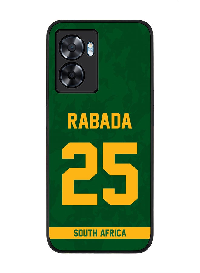 Stylizedd Rugged Black Edge Case for Oppo A57, Slim fit Soft Case Flexible Rubber Edges Thin Cover - Player Name - Kagiso Rabada, Jersey Number- 25 - Image 1